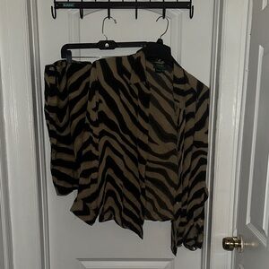 Lauren Ralph Lauren Black and Tan Zebra Print Shirt and Skirt